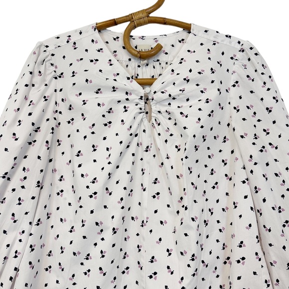 Rebecca Taylor La Vie | Petite Leaf Long Sleeve Top in Milk Combo Size M - Picture 4 of 13